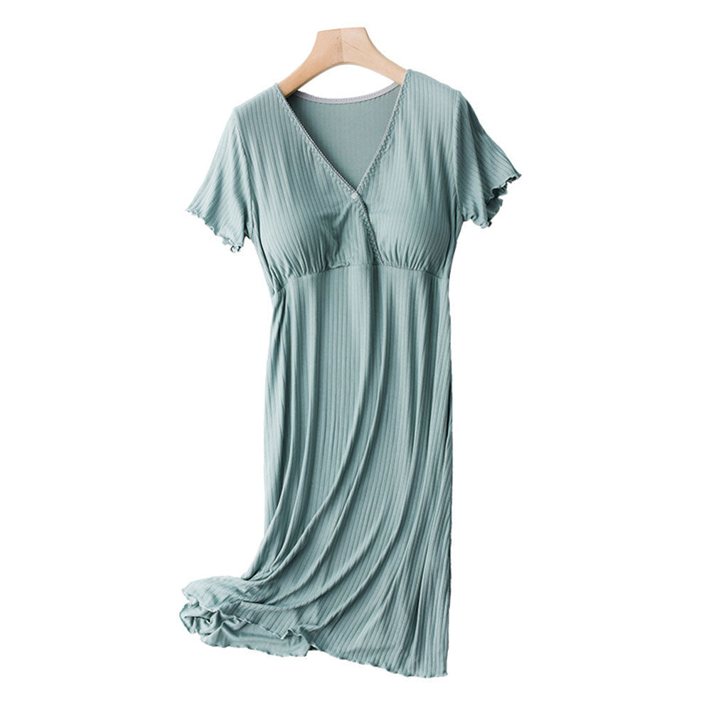 Maternity Nursing Nightgown, Soft Hospital Delivery Labor Dress Short Sleeve