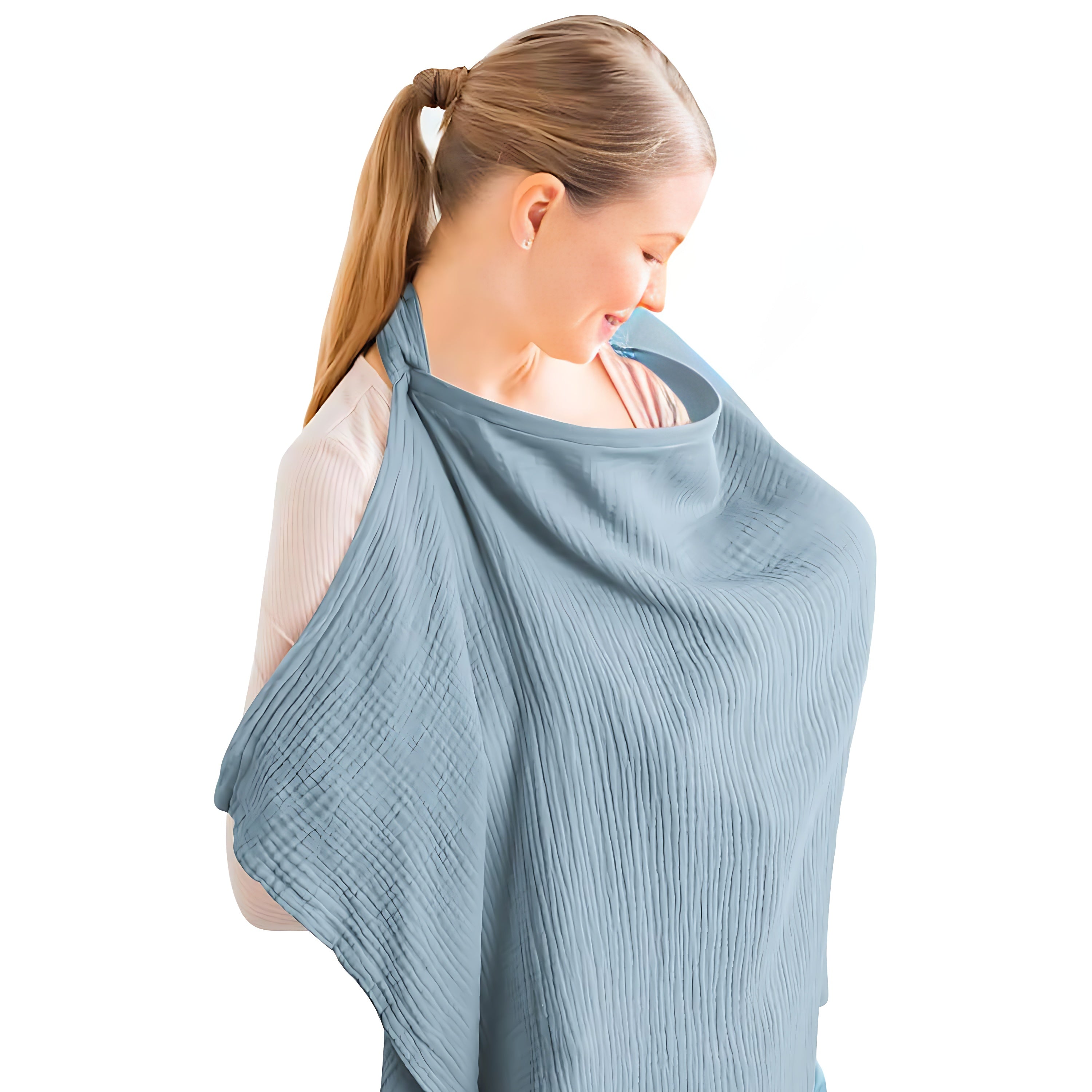 Cotton Nursing Cover with Rigid Neckline, Breathable Breastfeeding Apron Shawl