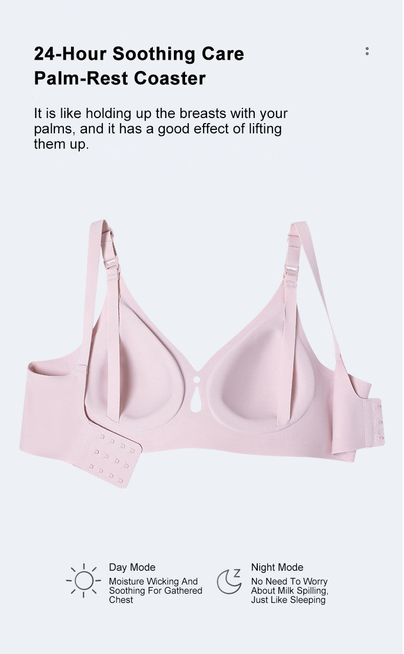 Seamless Nursing Bra with Front Button, Wire-Free Maternity Sleep Bralette