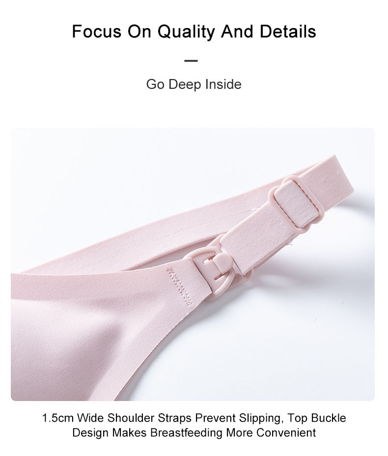 Seamless Nursing Bra with Front Button, Wire-Free Maternity Sleep Bralette