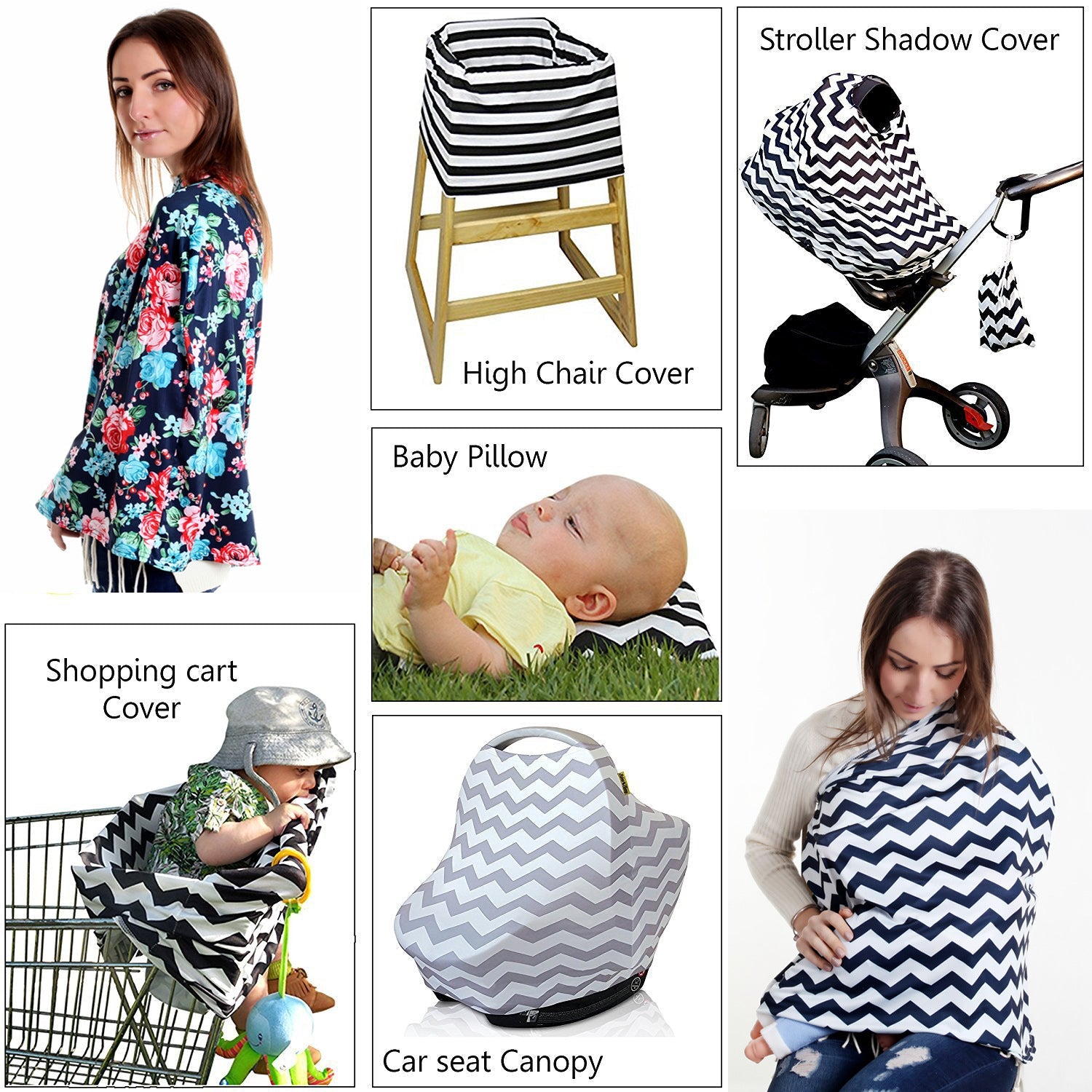 Multi-Use Nursing Cover Blanket, Warm Breastfeeding Shawl & Stroller Canopy