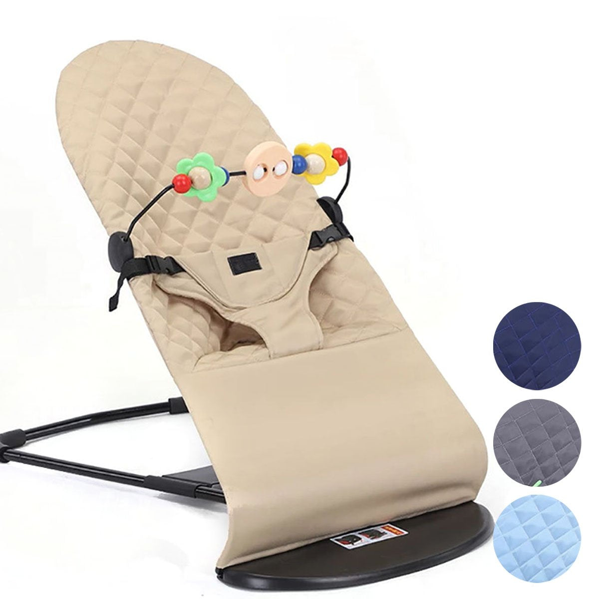 MomLittles Adjustable Baby Bouncer Rocker, Cozy Infant Rocking Chair with Music & Toys