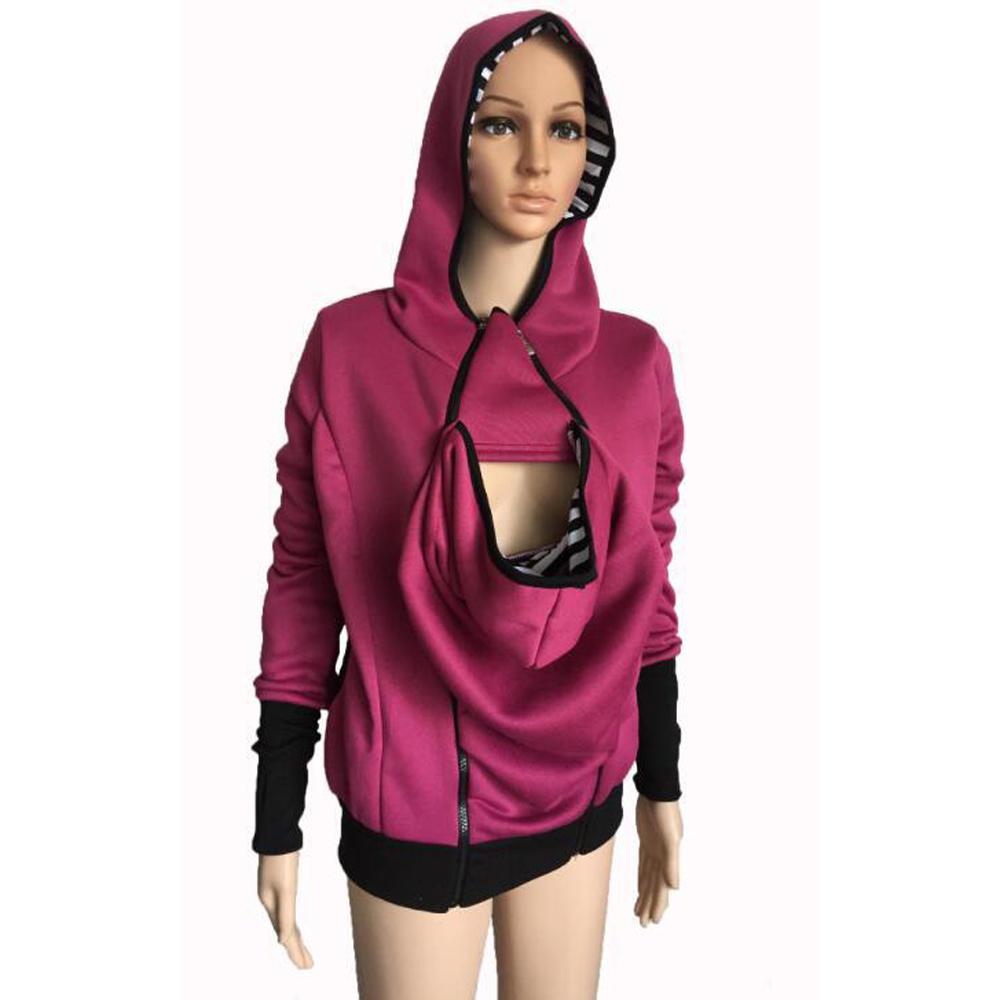 Mom Kangaroo Pouch Hoodie Pocket Baby Carrier Sweatshirt Coat