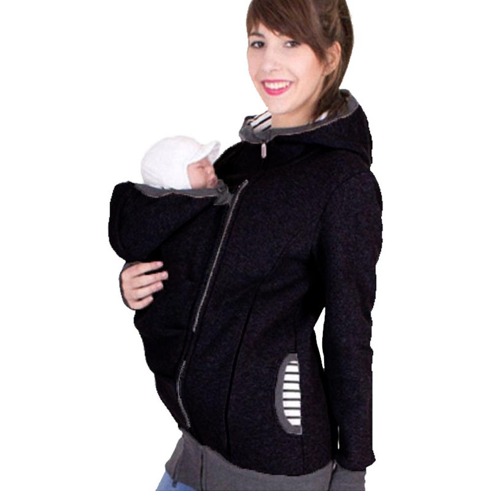 Mom Kangaroo Pouch Hoodie Pocket Baby Carrier Sweatshirt Coat