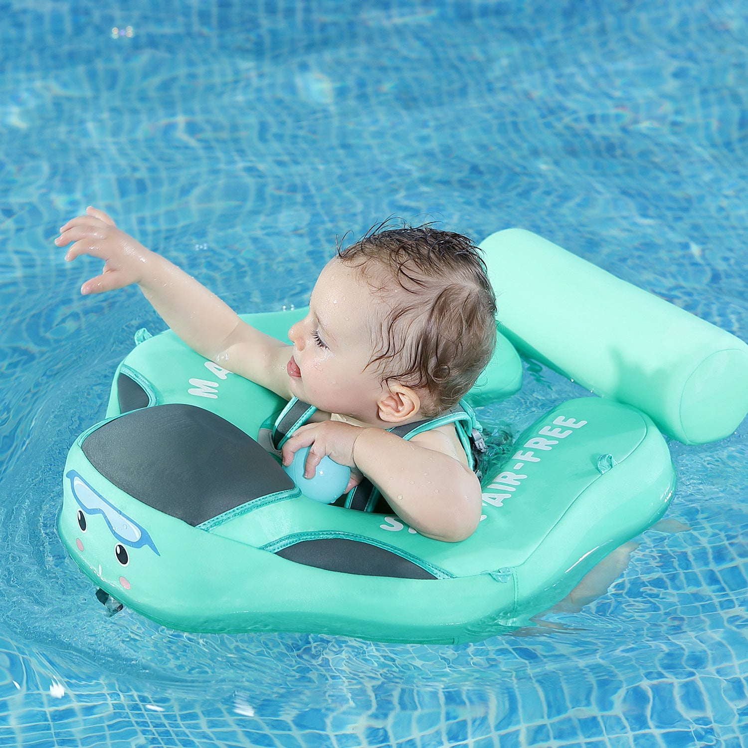 MomLittles Anti-Flip Baby Swim Float with Canopy, Butterfly Pool Float with Tail Non-Inflatable