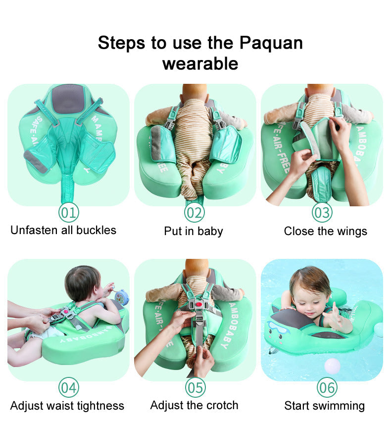 MomLittles Anti-Flip Baby Swim Float with Canopy, Butterfly Pool Float with Tail Non-Inflatable