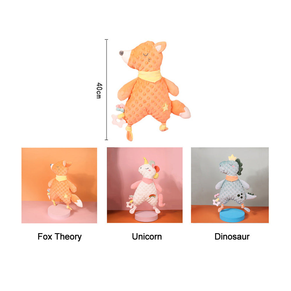 3-Pack Baby Security Blanket Set, Soft Plush Lovey Toys with Teether for Newborns