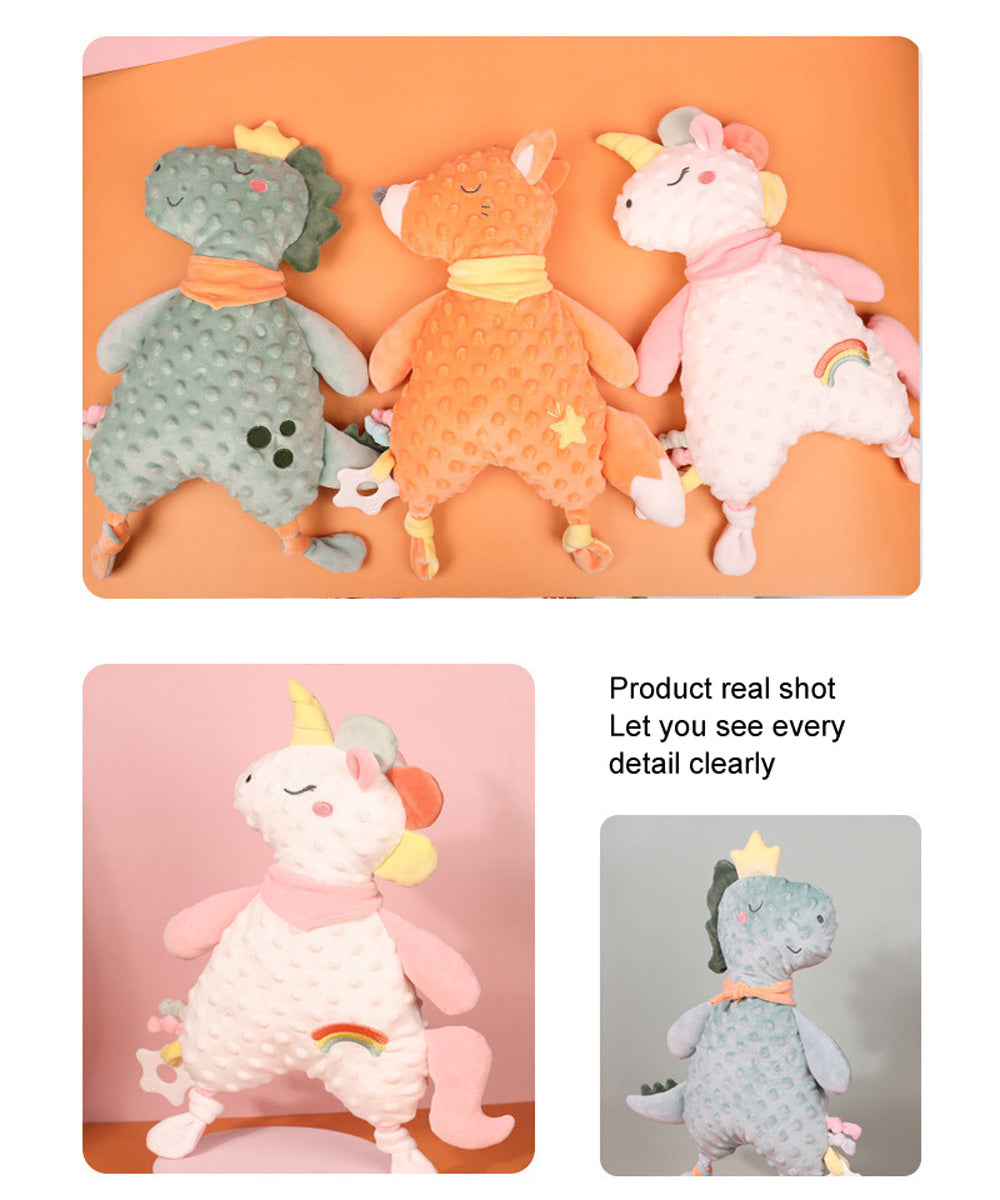 3-Pack Baby Security Blanket Set, Soft Plush Lovey Toys with Teether for Newborns