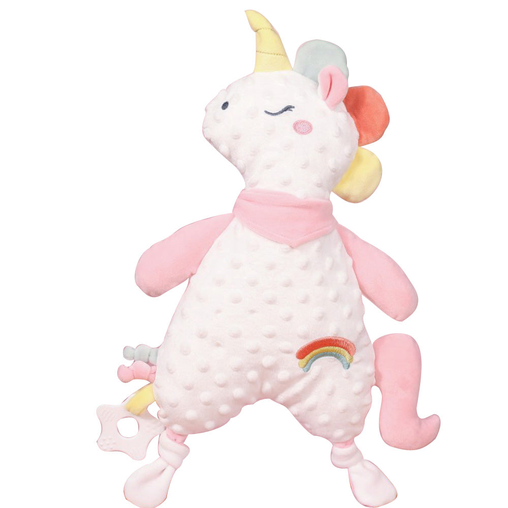 3-Pack Baby Security Blanket Set, Soft Plush Lovey Toys with Teether for Newborns