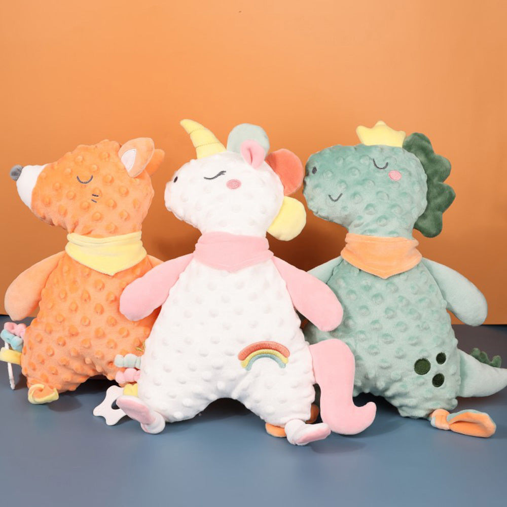 3-Pack Baby Security Blanket Set, Soft Plush Lovey Toys with Teether for Newborns