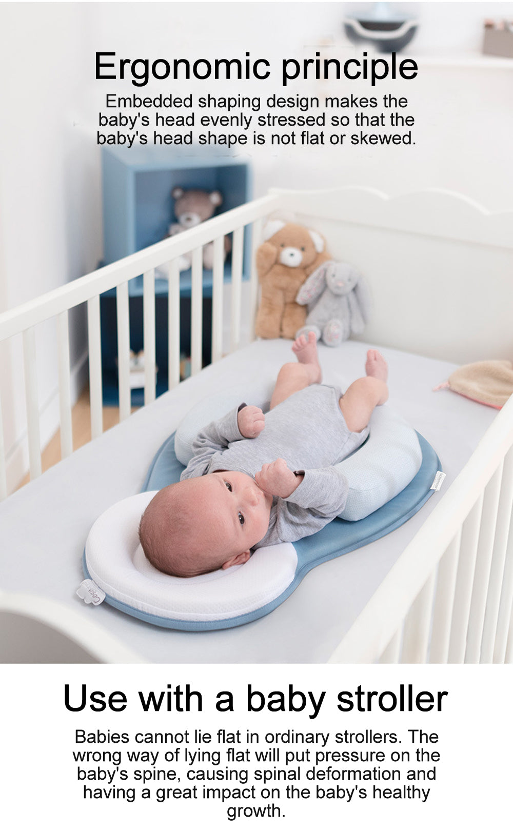 Inclined Baby Feeding Support Pillow,Portable Newborn Lounger Wedge Cushion