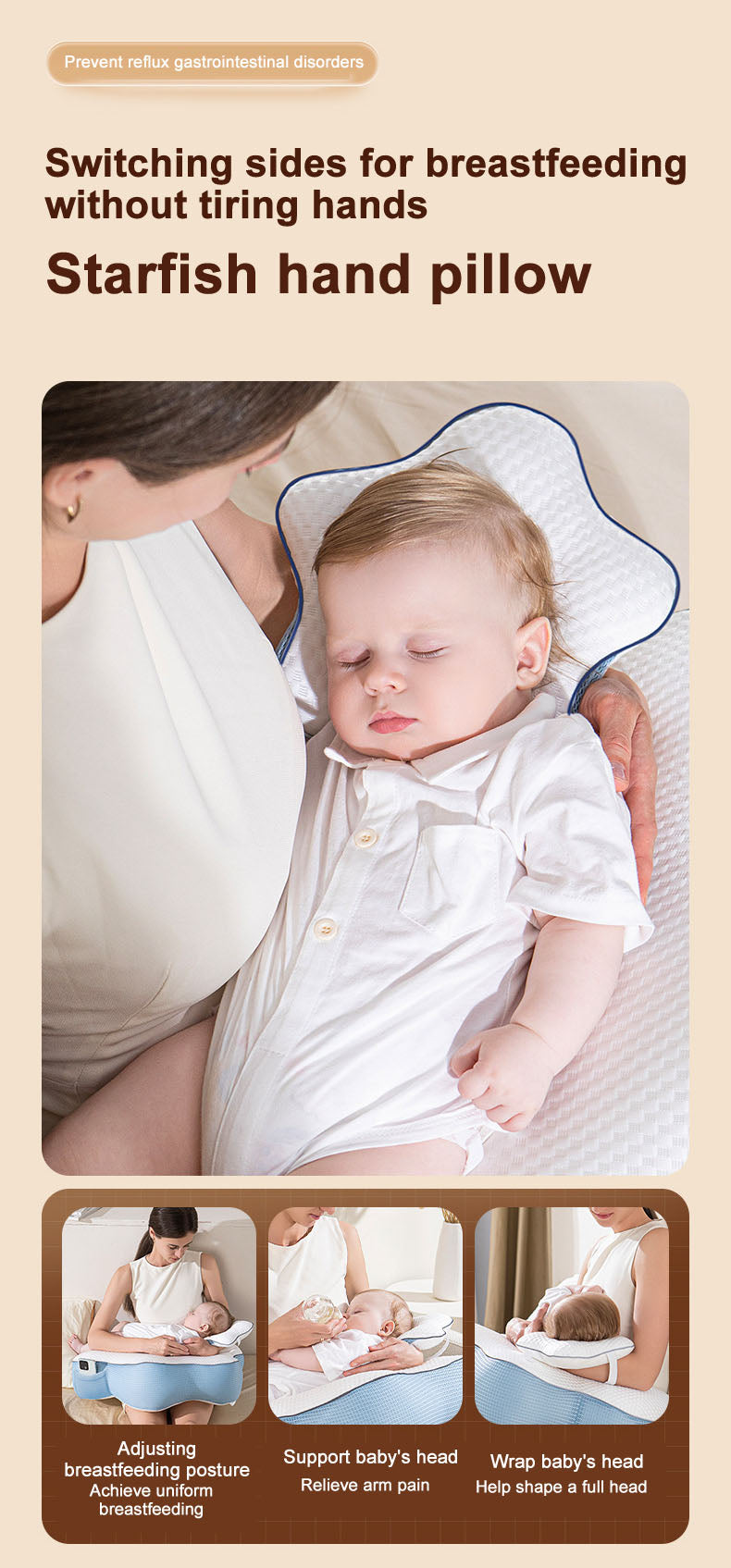 MomLittles Nursing Pillow for Breastfeeding, Multi-Use Infant Support Cushion