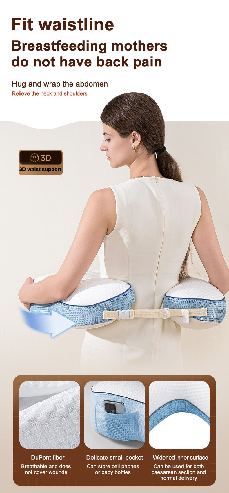 MomLittles Nursing Pillow for Breastfeeding, Multi-Use Infant Support Cushion