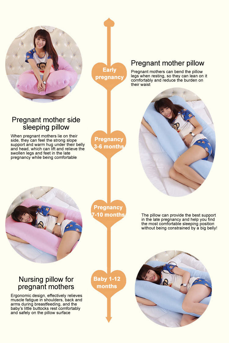 Velvet U-Shaped Pregnancy Pillow, Soft Maternity Body Support for Back & Belly