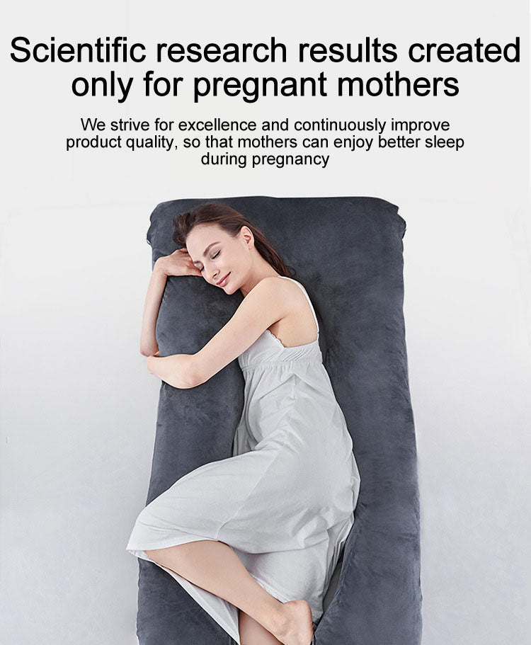 Velvet U-Shaped Pregnancy Pillow, Soft Maternity Body Support for Back & Belly
