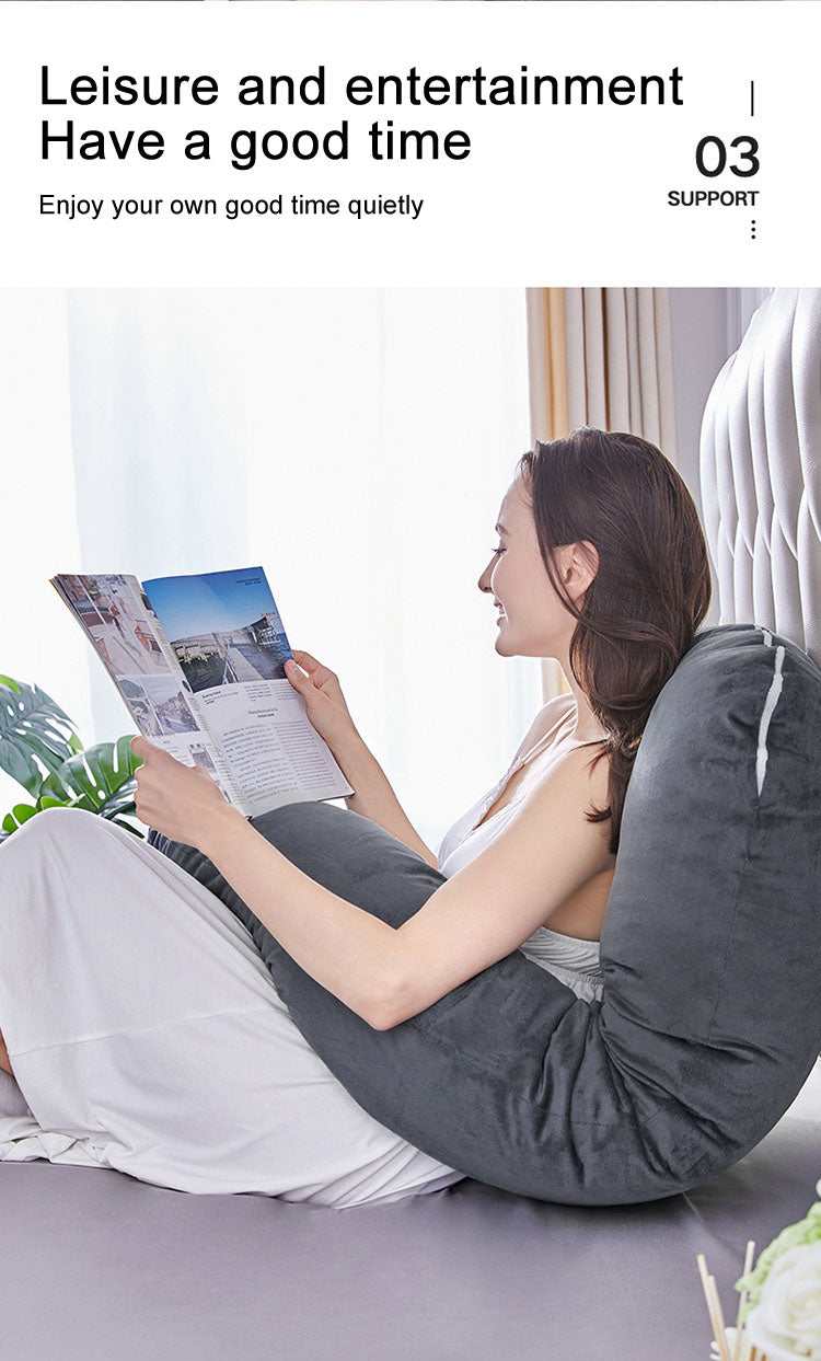 Velvet U-Shaped Pregnancy Pillow, Soft Maternity Body Support for Back & Belly