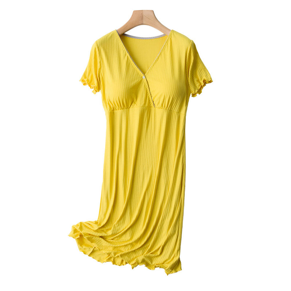 Maternity Nursing Nightgown, Soft Hospital Delivery Labor Dress Short Sleeve