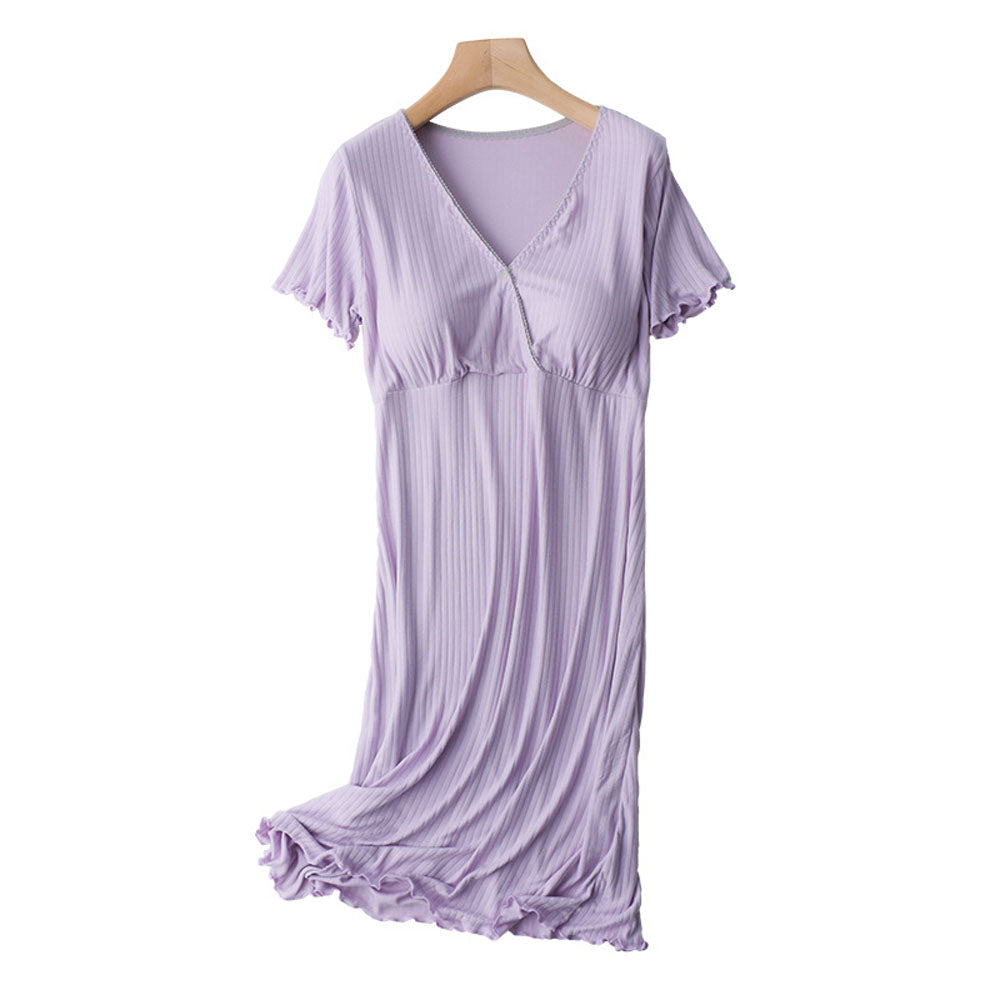 Maternity Nursing Nightgown, Soft Hospital Delivery Labor Dress Short Sleeve