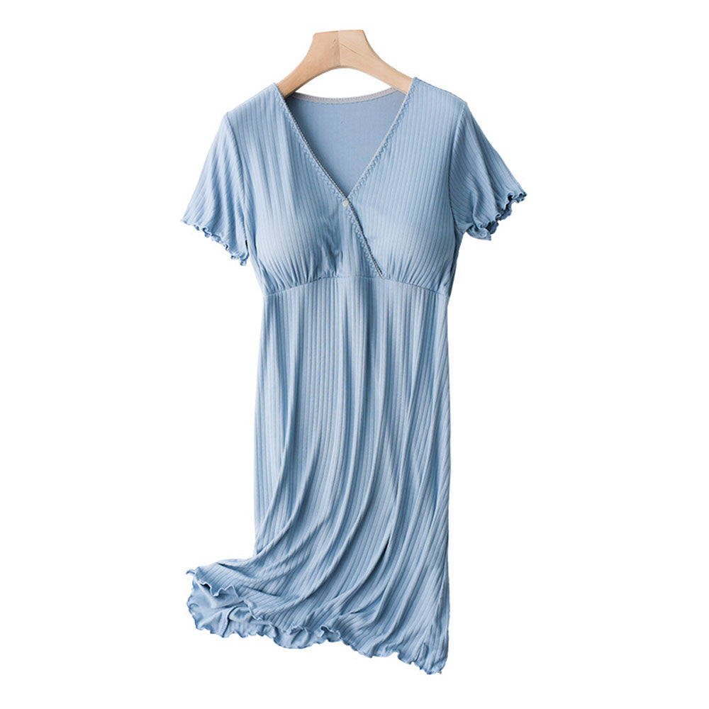 Maternity Nursing Nightgown, Soft Hospital Delivery Labor Dress Short Sleeve