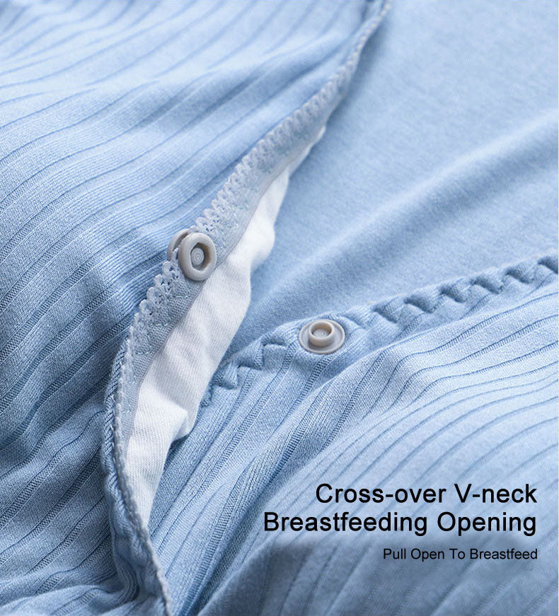 Maternity Nursing Nightgown, Soft Hospital Delivery Labor Dress Short Sleeve