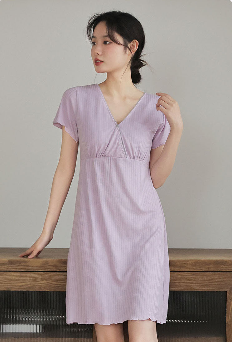 Maternity Nursing Nightgown, Soft Hospital Delivery Labor Dress Short Sleeve