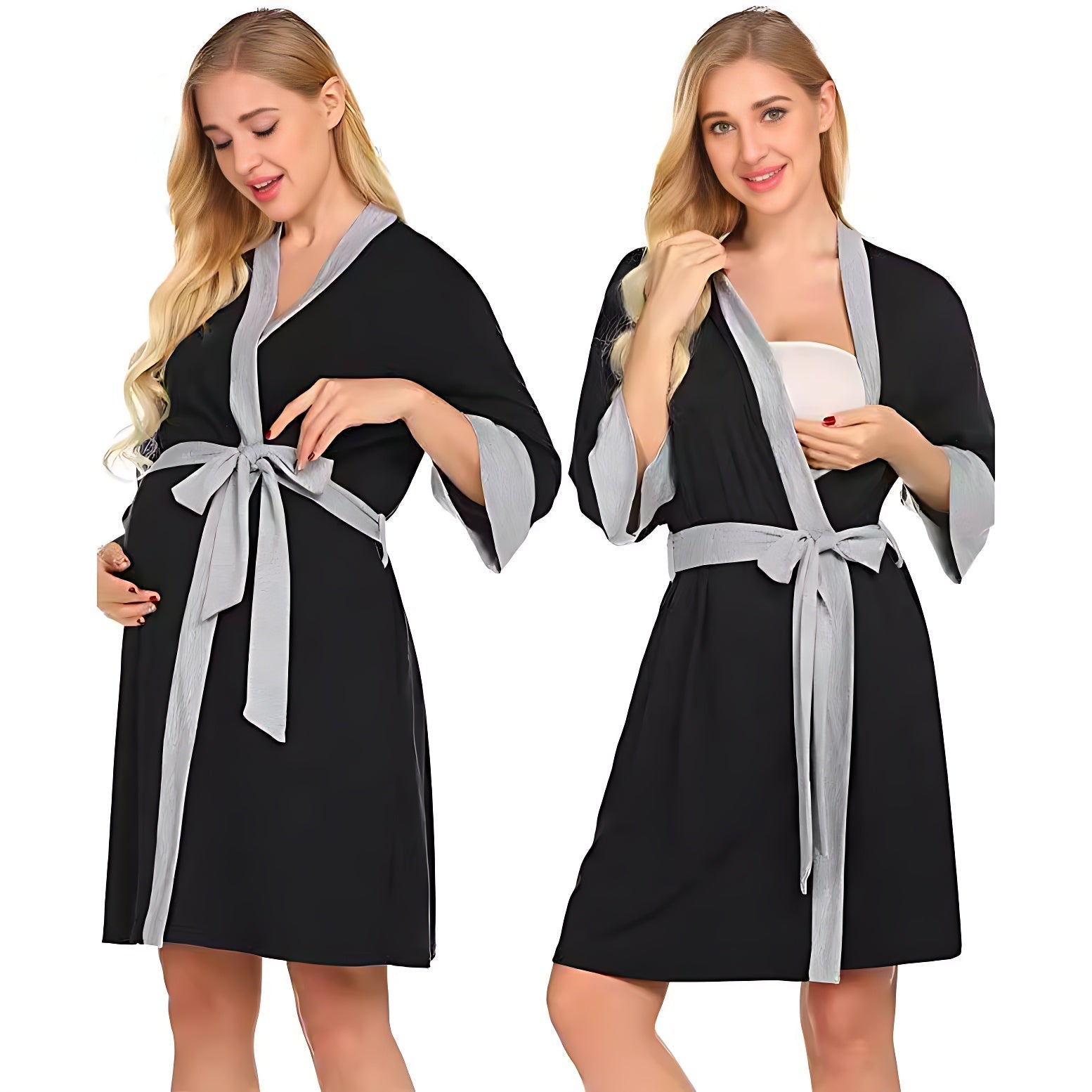 Maternity Nursing Nightgown & Robe Set,Soft Labor Delivery Gown for Hospital