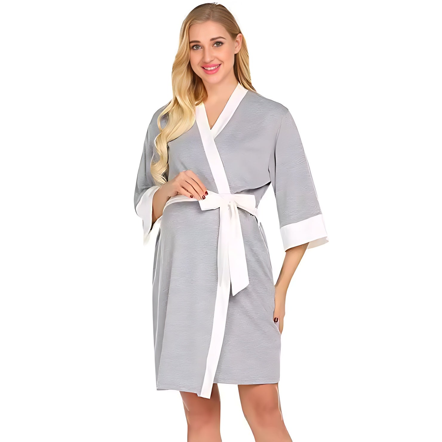 Maternity Nursing Nightgown & Robe Set,Soft Labor Delivery Gown for Hospital