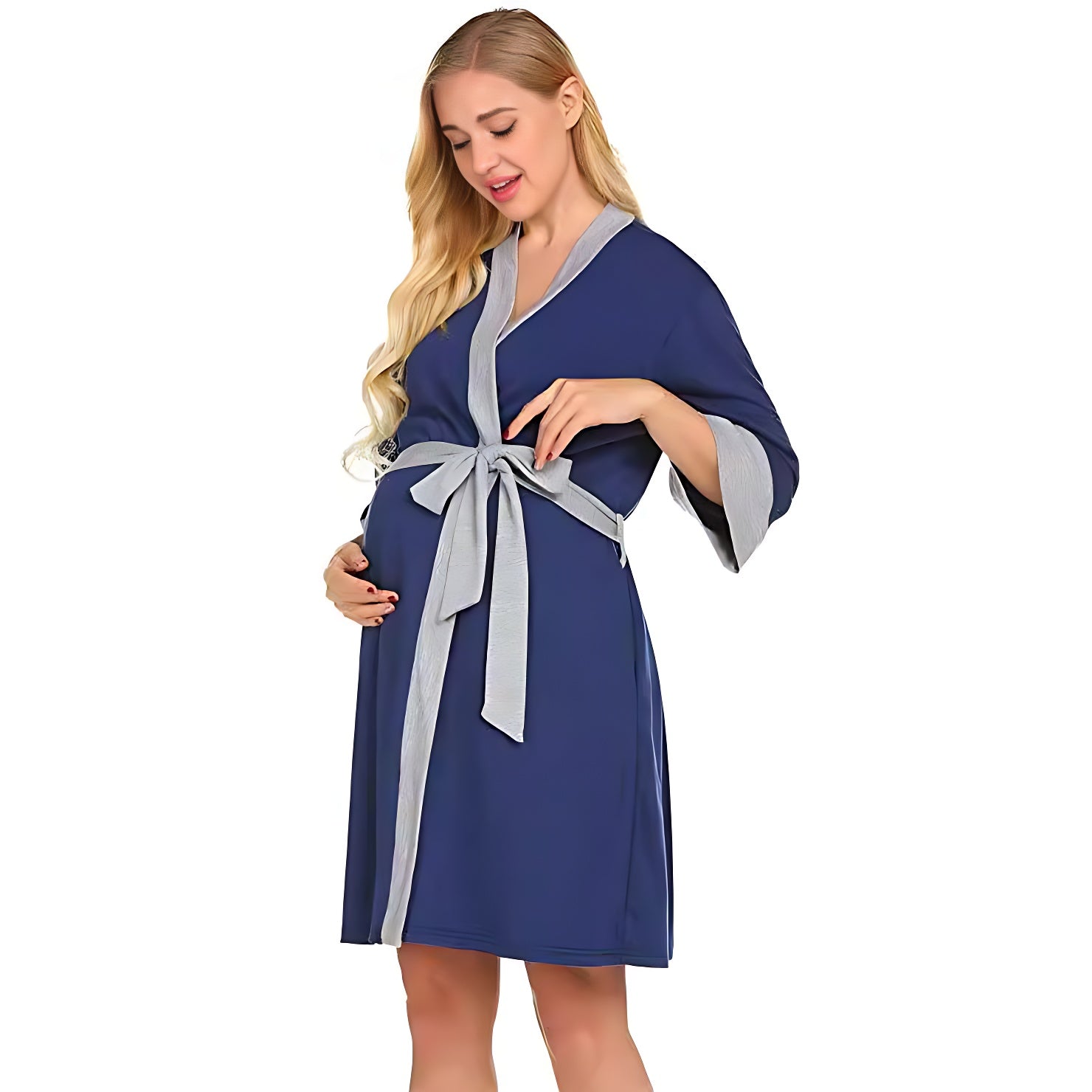 Maternity Nursing Nightgown & Robe Set,Soft Labor Delivery Gown for Hospital