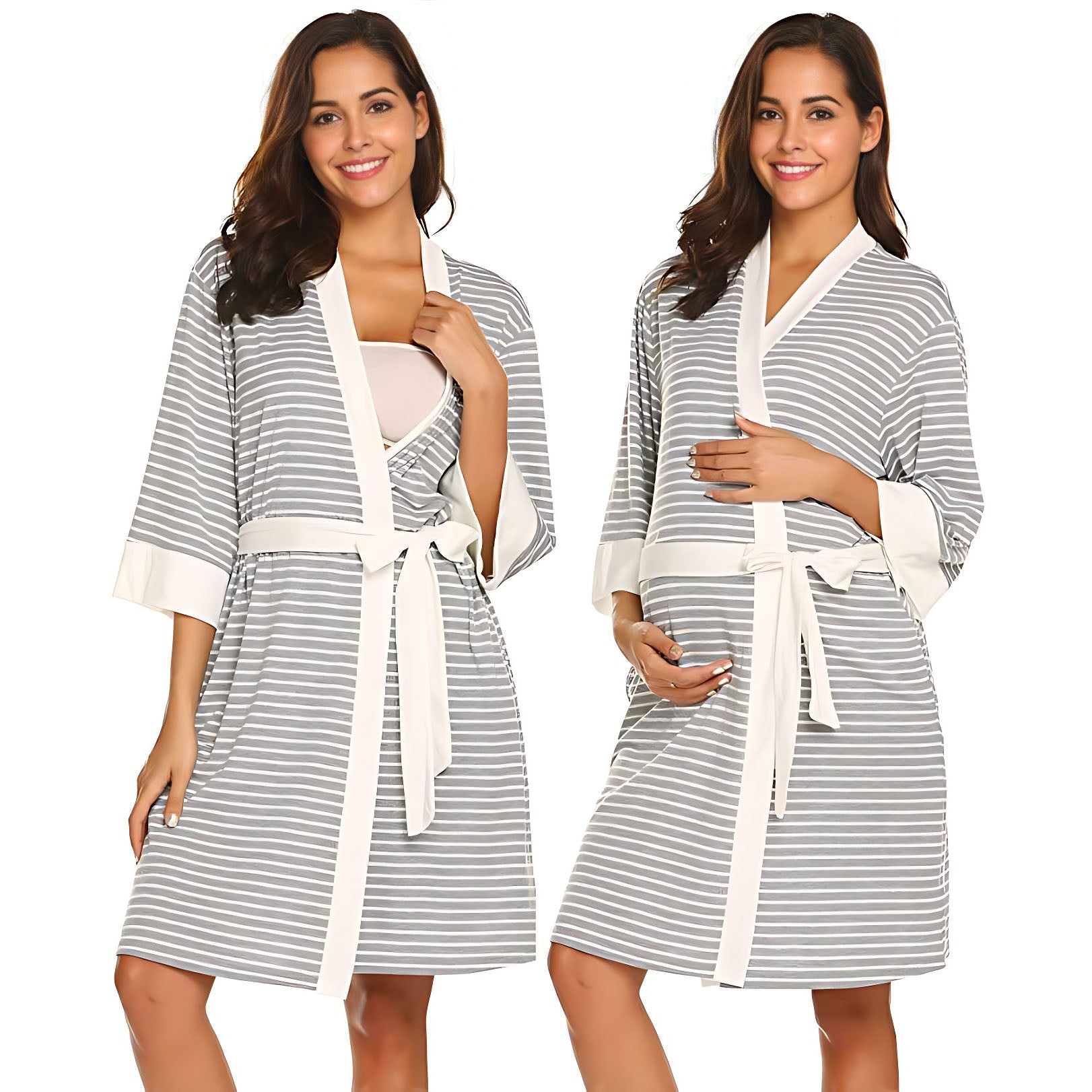 Maternity Nursing Nightgown & Robe Set,Soft Labor Delivery Gown for Hospital