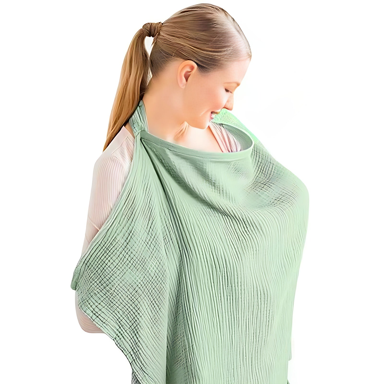 Cotton Nursing Cover with Rigid Neckline, Breathable Breastfeeding Apron Shawl