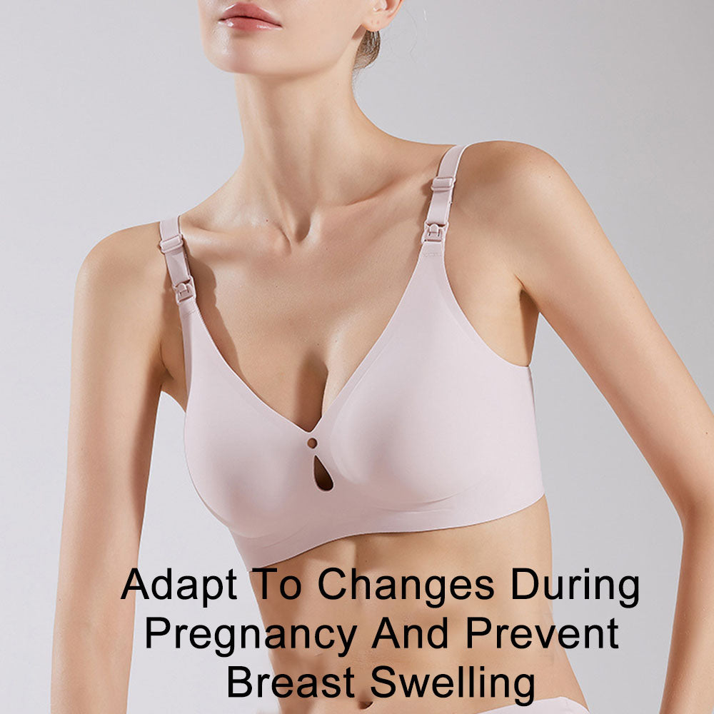 Seamless Nursing Bra with Front Button, Wire-Free Maternity Sleep Bralette