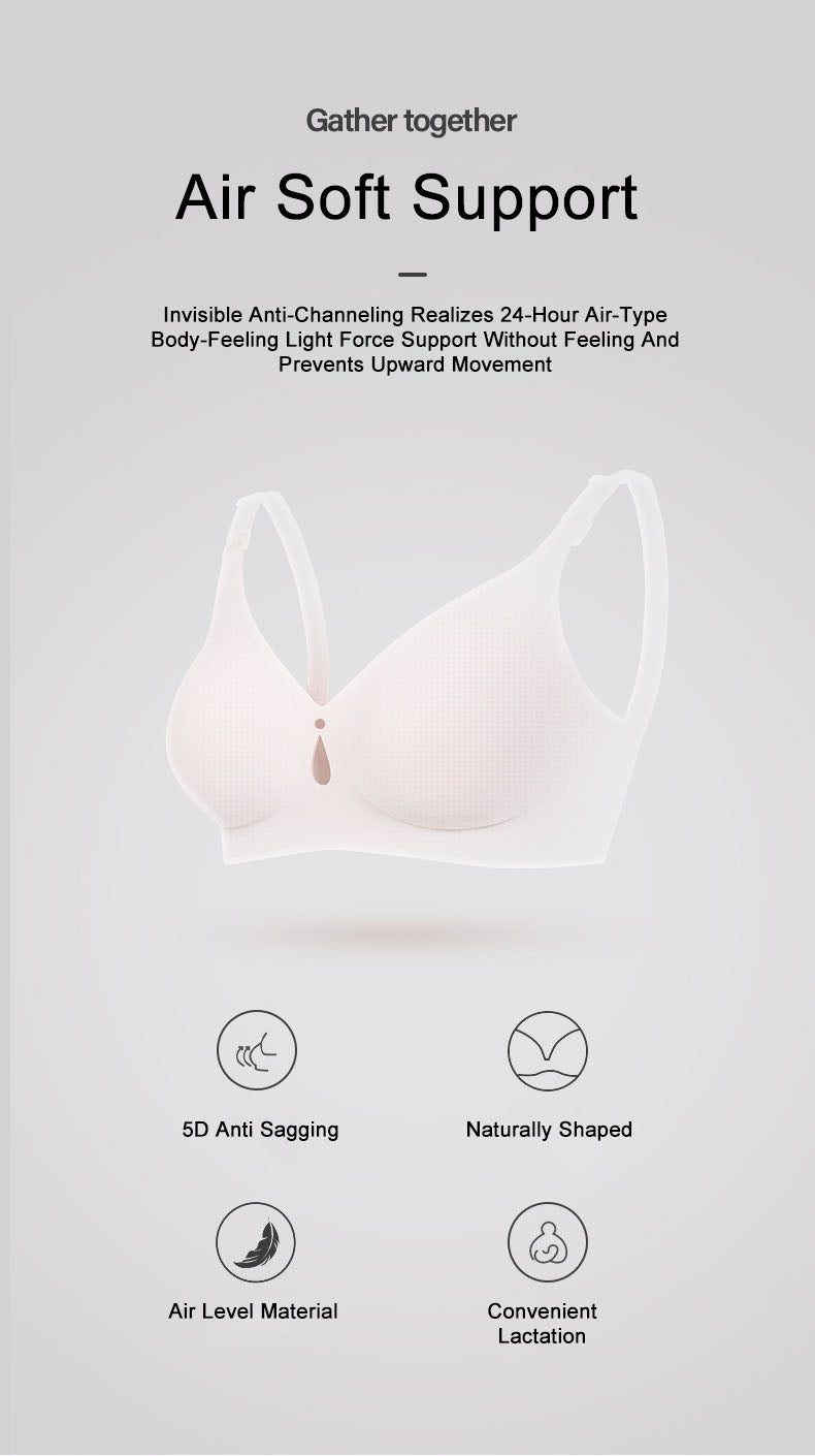Seamless Nursing Bra with Front Button, Wire-Free Maternity Sleep Bralette