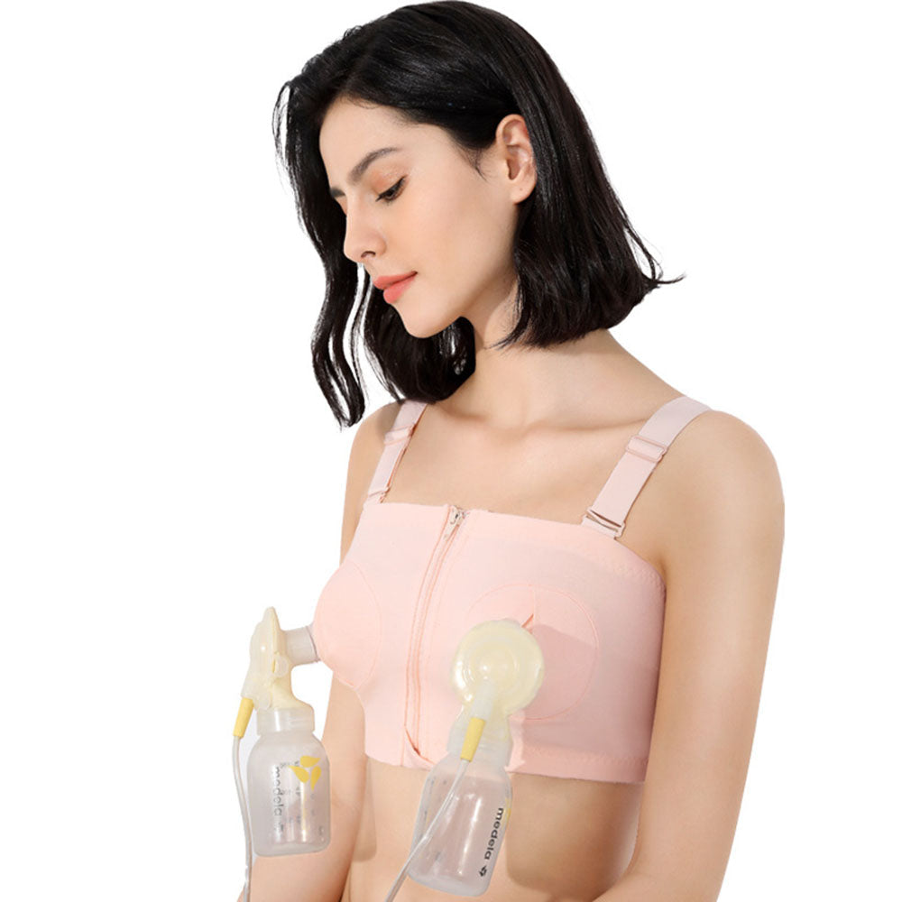 Hands-Free Pumping & Nursing Bra,Adjustable Cotton Support for All Sizes