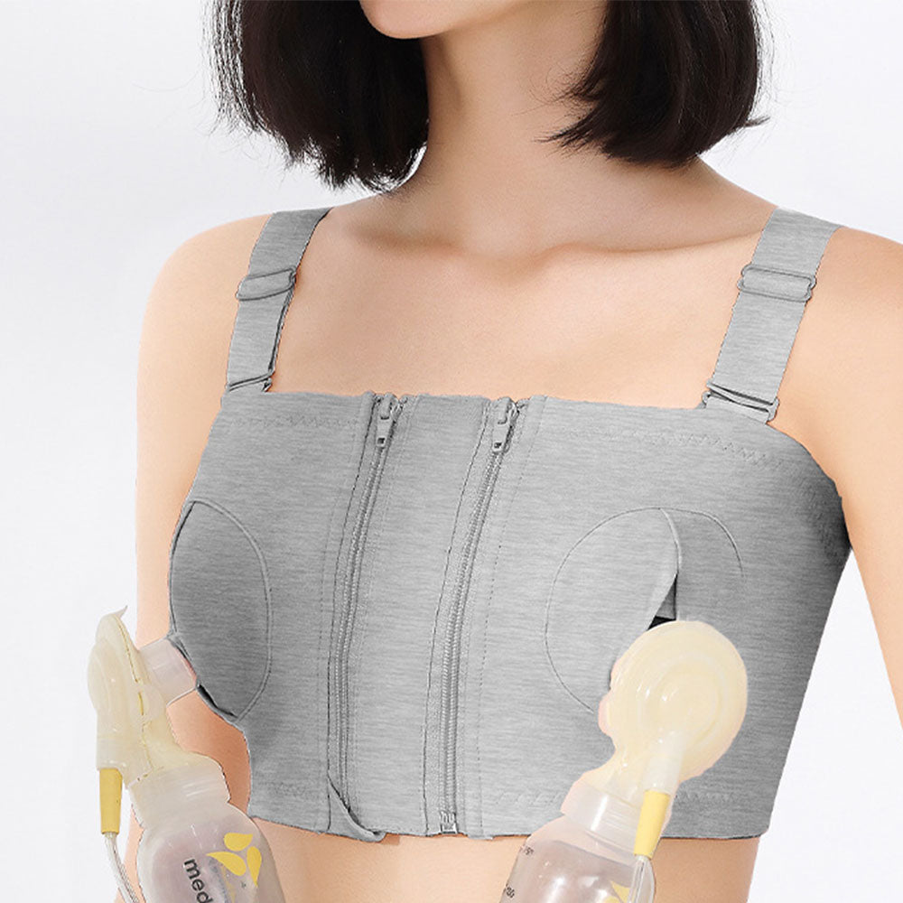 Hands-Free Pumping & Nursing Bra,Adjustable Cotton Support for All Sizes
