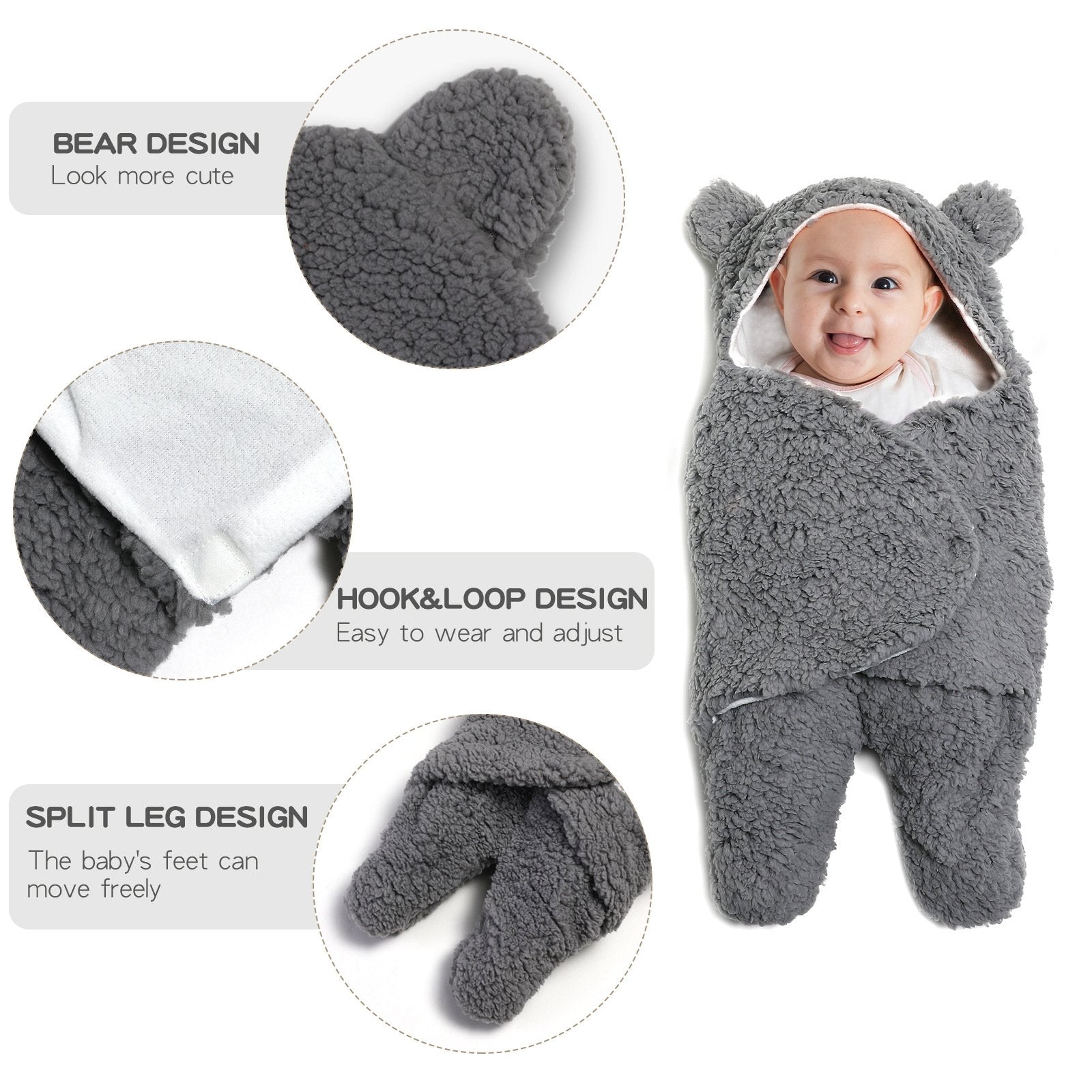 MomLittles Plush Split-Leg Sleep Sack,Warm Winter Baby Walker Sleepsuit with Feet