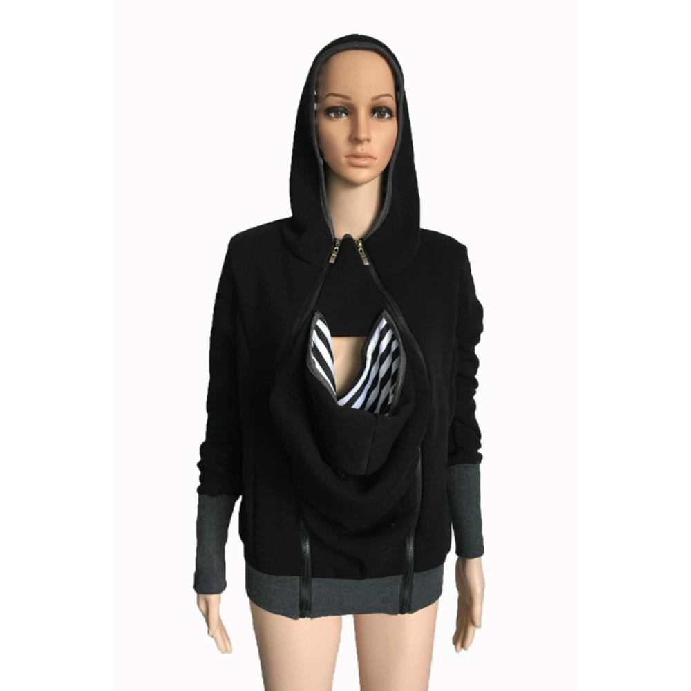 Mom Kangaroo Pouch Hoodie Pocket Baby Carrier Sweatshirt Coat